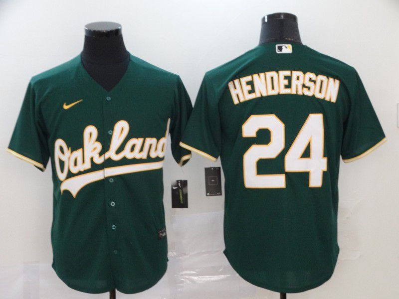 Men Oakland Athletics #24 Henderson Green Nike Game MLB Jerseys